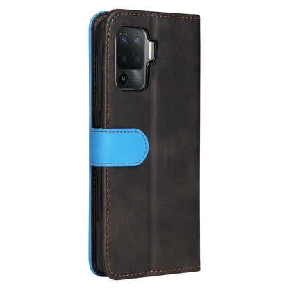 Two-Color Stitching Business Style Flip Magnetic Stand PU Leather Wallet Case for Oppo A94 / F19 Pro / Reno5 F / Reno5 Lite