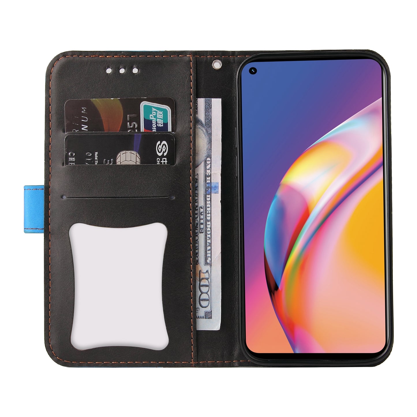 Two-Color Stitching Business Style Flip Magnetic Stand PU Leather Wallet Case for Oppo A94 / F19 Pro / Reno5 F / Reno5 Lite