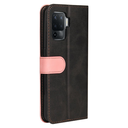 Two-Color Stitching Business Style Flip Magnetic Stand PU Leather Wallet Case for Oppo A94 / F19 Pro / Reno5 F / Reno5 Lite