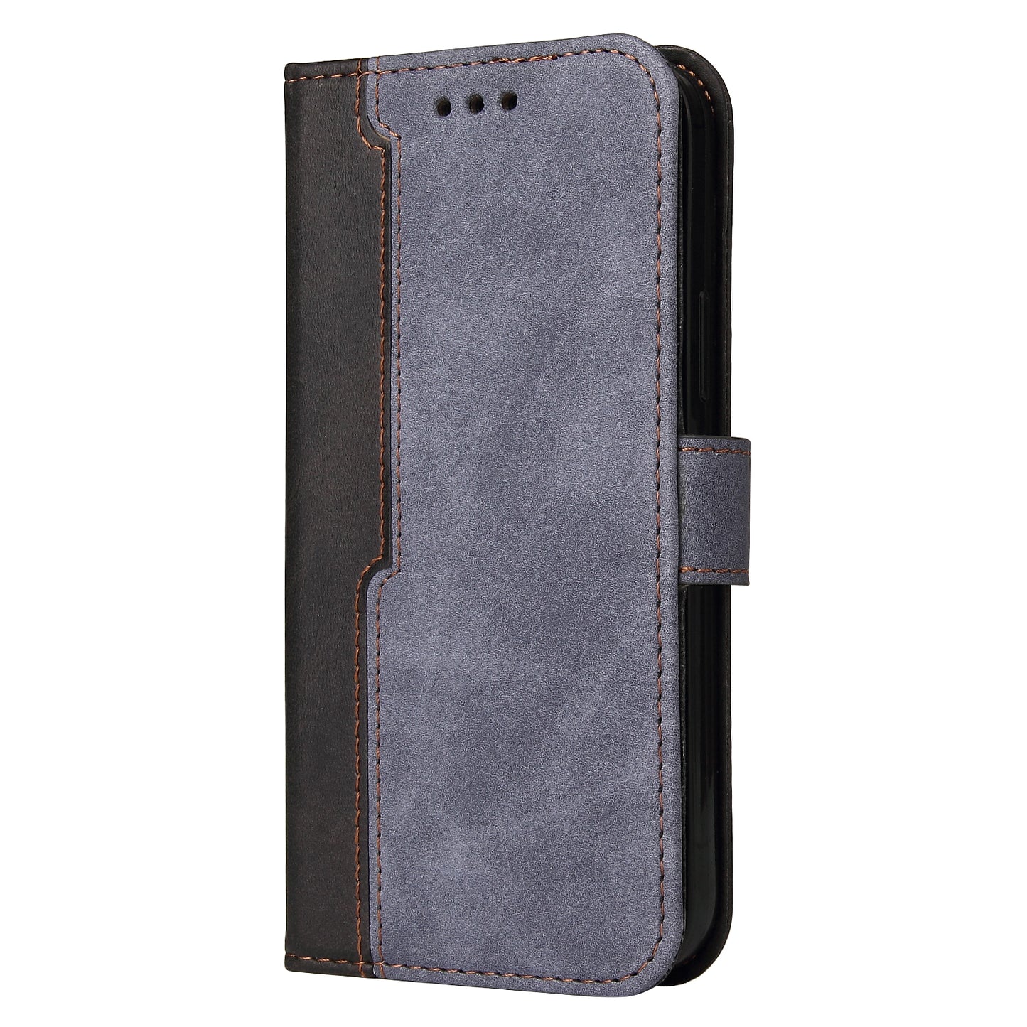 Two-Color Stitching Business Style Flip Magnetic Stand PU Leather Wallet Case for Oppo A94 / F19 Pro / Reno5 F / Reno5 Lite