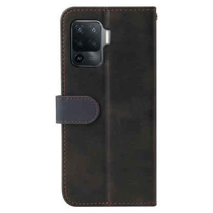 Two-Color Stitching Business Style Flip Magnetic Stand PU Leather Wallet Case for Oppo A94 / F19 Pro / Reno5 F / Reno5 Lite