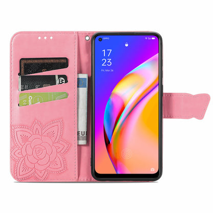 Imprint Butterfly Pattern Leather Wallet Phone Shell Stand Case for Oppo A94 5G / Reno5 Z