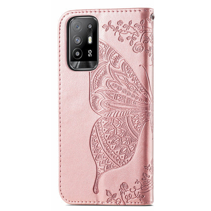 Imprint Butterfly Pattern Leather Wallet Phone Shell Stand Case for Oppo A94 5G / Reno5 Z