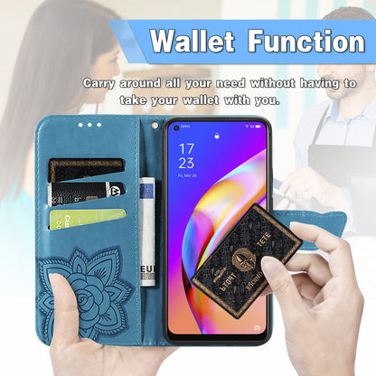 Imprint Butterfly Pattern Leather Wallet Phone Shell Stand Case for Oppo A94 5G / Reno5 Z