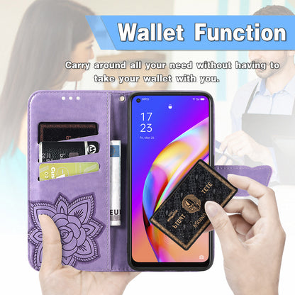 Imprint Butterfly Pattern Leather Wallet Phone Shell Stand Case for Oppo A94 5G / Reno5 Z