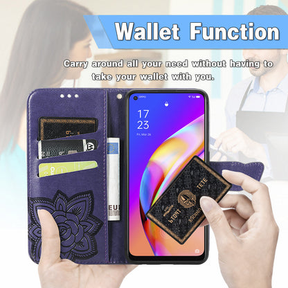 Imprint Butterfly Pattern Leather Wallet Phone Shell Stand Case for Oppo A94 5G / Reno5 Z