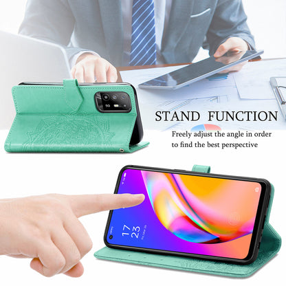 Mandala Flower Embossment PU Leather Wallet Shell Leather Case for 	Oppo A94 5G / Reno5 Z