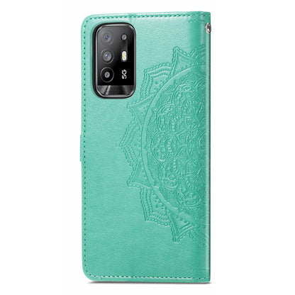 Mandala Flower Embossment PU Leather Wallet Shell Leather Case for 	Oppo A94 5G / Reno5 Z