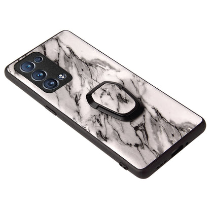 PU Leather Coated PC + TPU Hybrid Phone Case Shell with Kickstand for Oppo Reno6 Pro+ 5G/Pro 5G (Snapdragon)