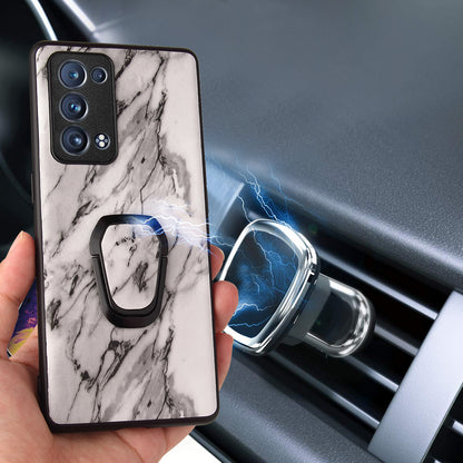 PU Leather Coated PC + TPU Hybrid Phone Case Shell with Kickstand for Oppo Reno6 Pro+ 5G/Pro 5G (Snapdragon)