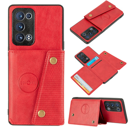 Built-in Vehicle Magnetic Sheet Card Slots PU Leather Coated TPU Case for Oppo Reno6 Pro+ 5G/Pro 5G (Snapdragon)