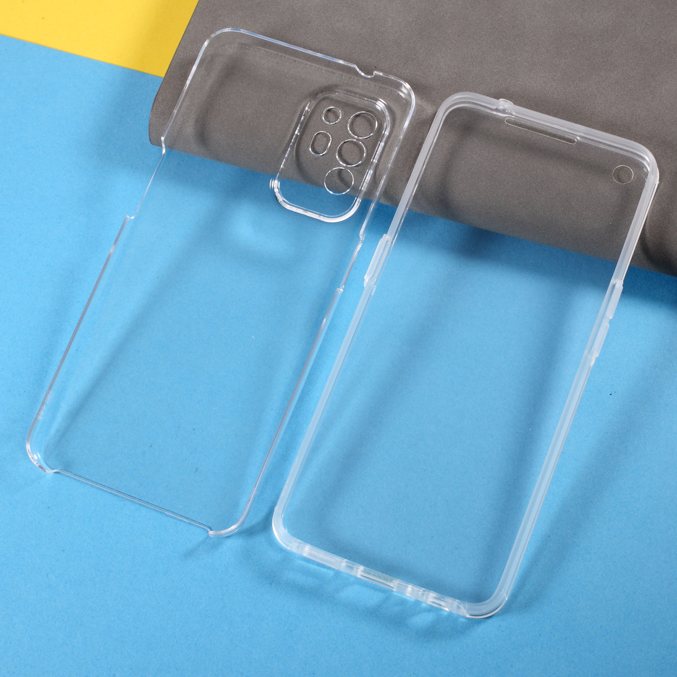 PET Front Cover + TPU Edge + Acrylic Back Panel Clear Well-Protection Hybrid Phone Cover Case for Oppo A94 5G / F19 Pro+ 5G / Reno5 Z