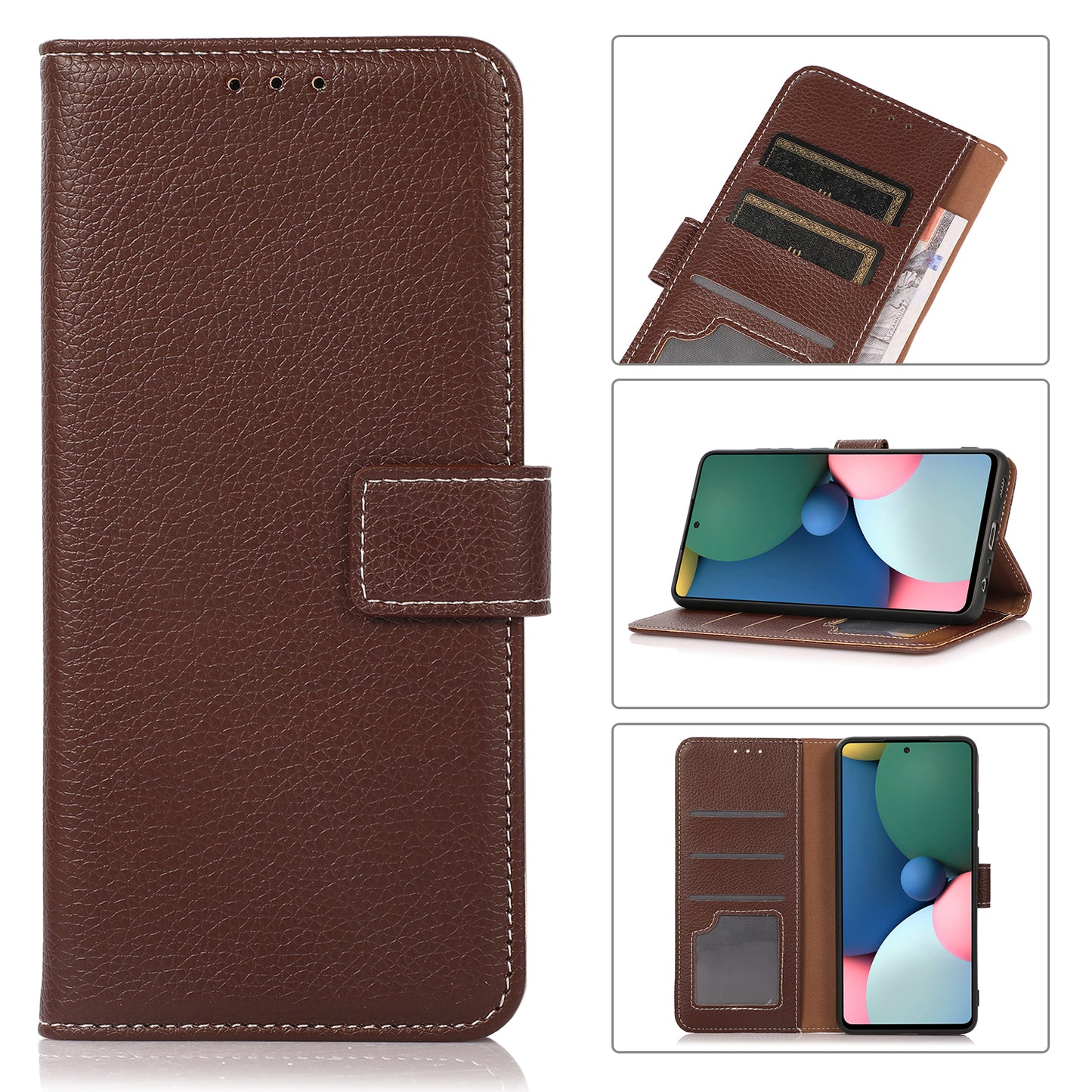 Stand Design Litchi Texture Leather Wallet Protective Cover Case for Oppo A93 5G/A74 5G/A54 5G