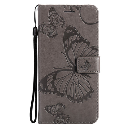 KT Imprinting Flower Series-2 Folio Flip Butterflies Imprinting Leather Wallet Case with Stand for Oppo Reno6 5G