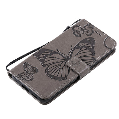 KT Imprinting Flower Series-2 Folio Flip Butterflies Imprinting Leather Wallet Case with Stand for Oppo Reno6 5G