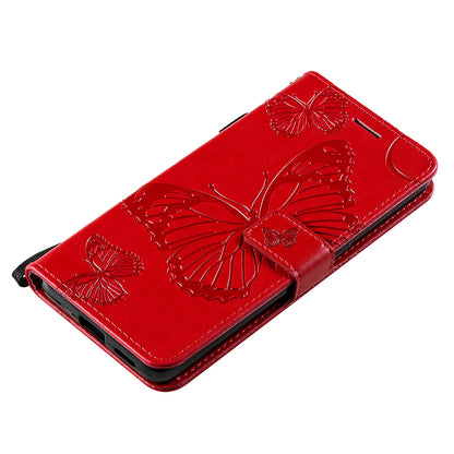 KT Imprinting Flower Series-2 Folio Flip Butterflies Imprinting Leather Wallet Case with Stand for Oppo Reno6 5G