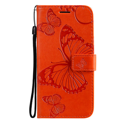 KT Imprinting Flower Series-2 Folio Flip Butterflies Imprinting Leather Wallet Case with Stand for Oppo Reno6 5G