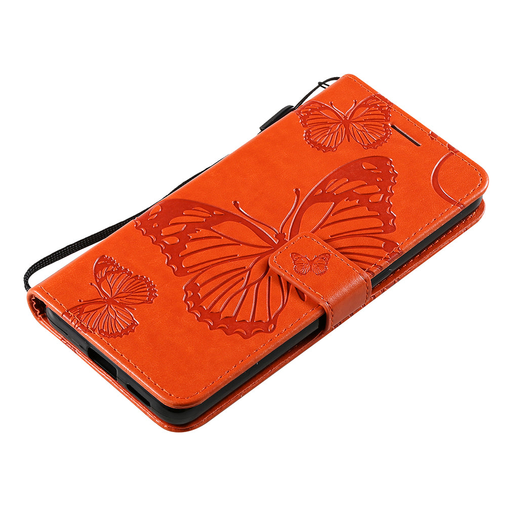 KT Imprinting Flower Series-2 Folio Flip Butterflies Imprinting Leather Wallet Case with Stand for Oppo Reno6 5G