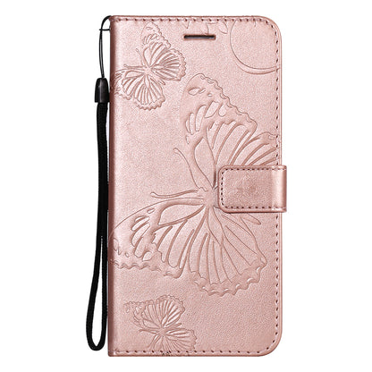 KT Imprinting Flower Series-2 Folio Flip Butterflies Imprinting Leather Wallet Case with Stand for Oppo Reno6 5G