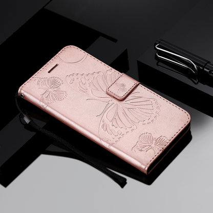 KT Imprinting Flower Series-2 Folio Flip Butterflies Imprinting Leather Wallet Case with Stand for Oppo Reno6 5G