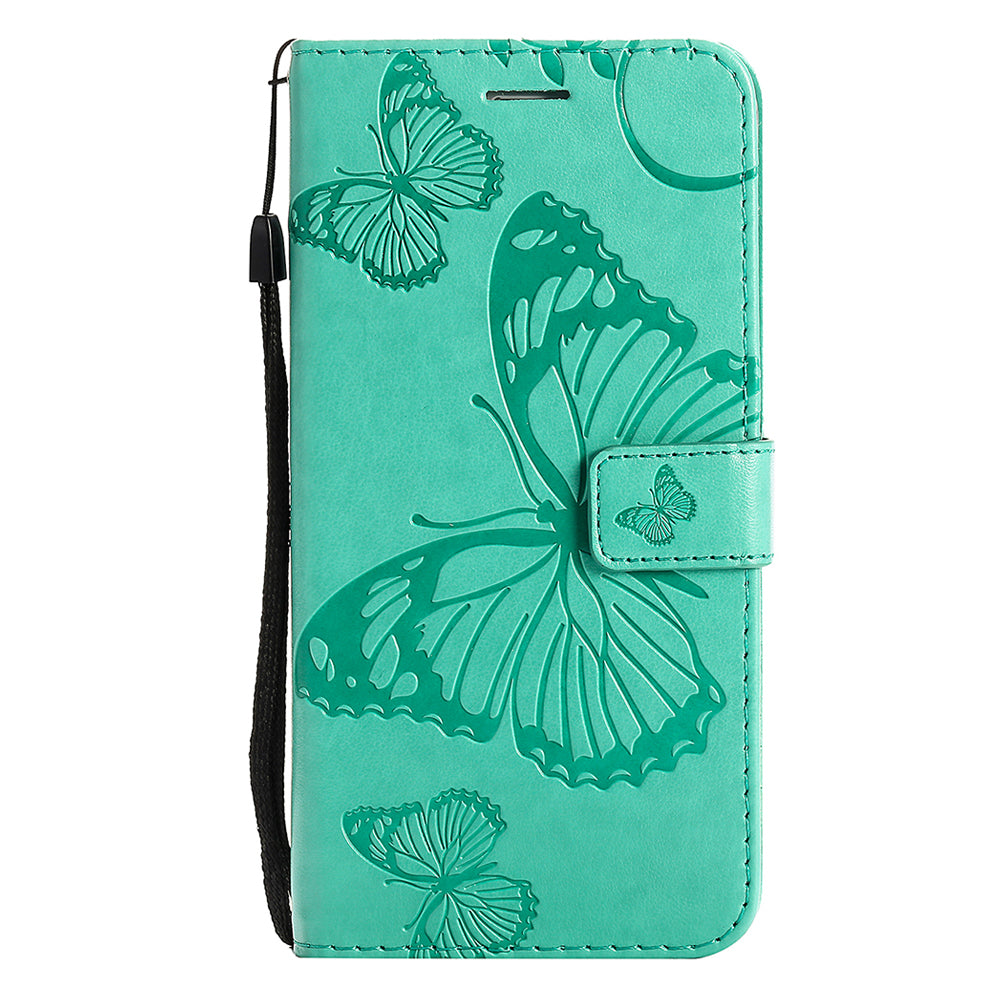 KT Imprinting Flower Series-2 Folio Flip Butterflies Imprinting Leather Wallet Case with Stand for Oppo Reno6 5G