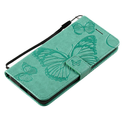 KT Imprinting Flower Series-2 Folio Flip Butterflies Imprinting Leather Wallet Case with Stand for Oppo Reno6 5G