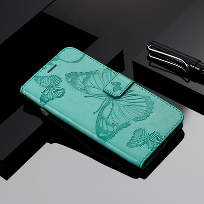 KT Imprinting Flower Series-2 Folio Flip Butterflies Imprinting Leather Wallet Case with Stand for Oppo Reno6 5G