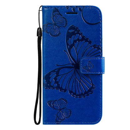 KT Imprinting Flower Series-2 Folio Flip Butterflies Imprinting Leather Wallet Case with Stand for Oppo Reno6 5G