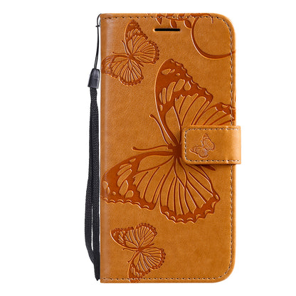 KT Imprinting Flower Series-2 Folio Flip Butterflies Imprinting Leather Wallet Case with Stand for Oppo Reno6 5G