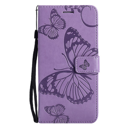 KT Imprinting Flower Series-2 Folio Flip Butterflies Imprinting Leather Wallet Case with Stand for Oppo Reno6 5G