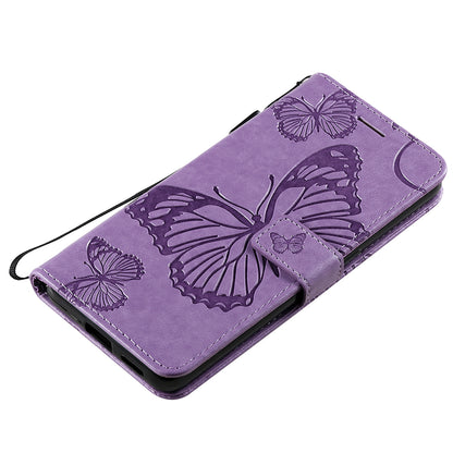 KT Imprinting Flower Series-2 Folio Flip Butterflies Imprinting Leather Wallet Case with Stand for Oppo Reno6 5G