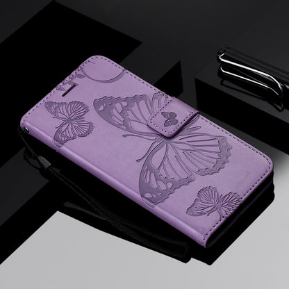 KT Imprinting Flower Series-2 Folio Flip Butterflies Imprinting Leather Wallet Case with Stand for Oppo Reno6 5G