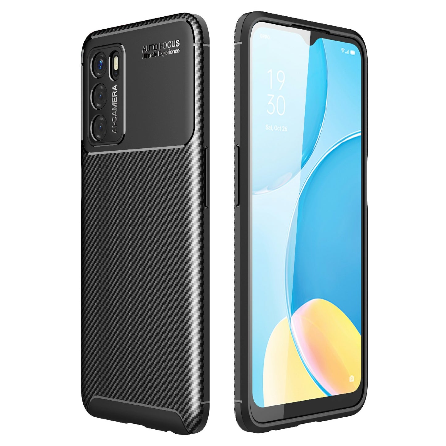 Drop-proof Carbon Fiber Texture TPU Phone Protective Case Cover for Oppo A16/A16s/A54s