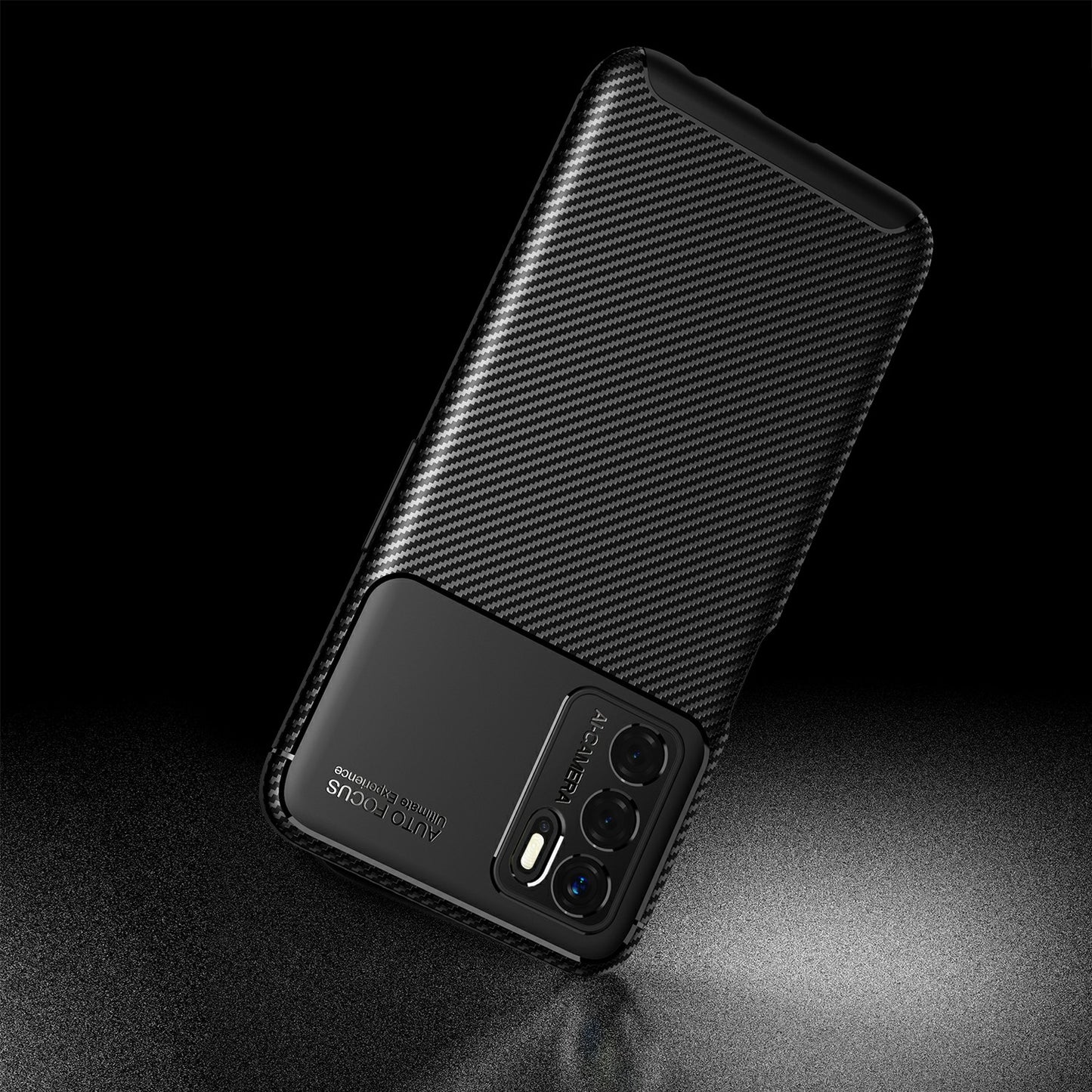 Drop-proof Carbon Fiber Texture TPU Phone Protective Case Cover for Oppo A16/A16s/A54s