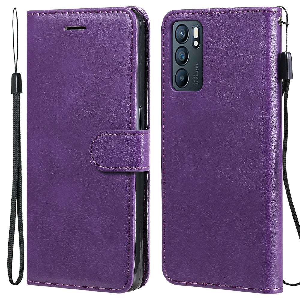 KT Leather Series-2 Anti-scratch Well Protected Pure Color Leather Phone Case for Oppo Reno6 5G