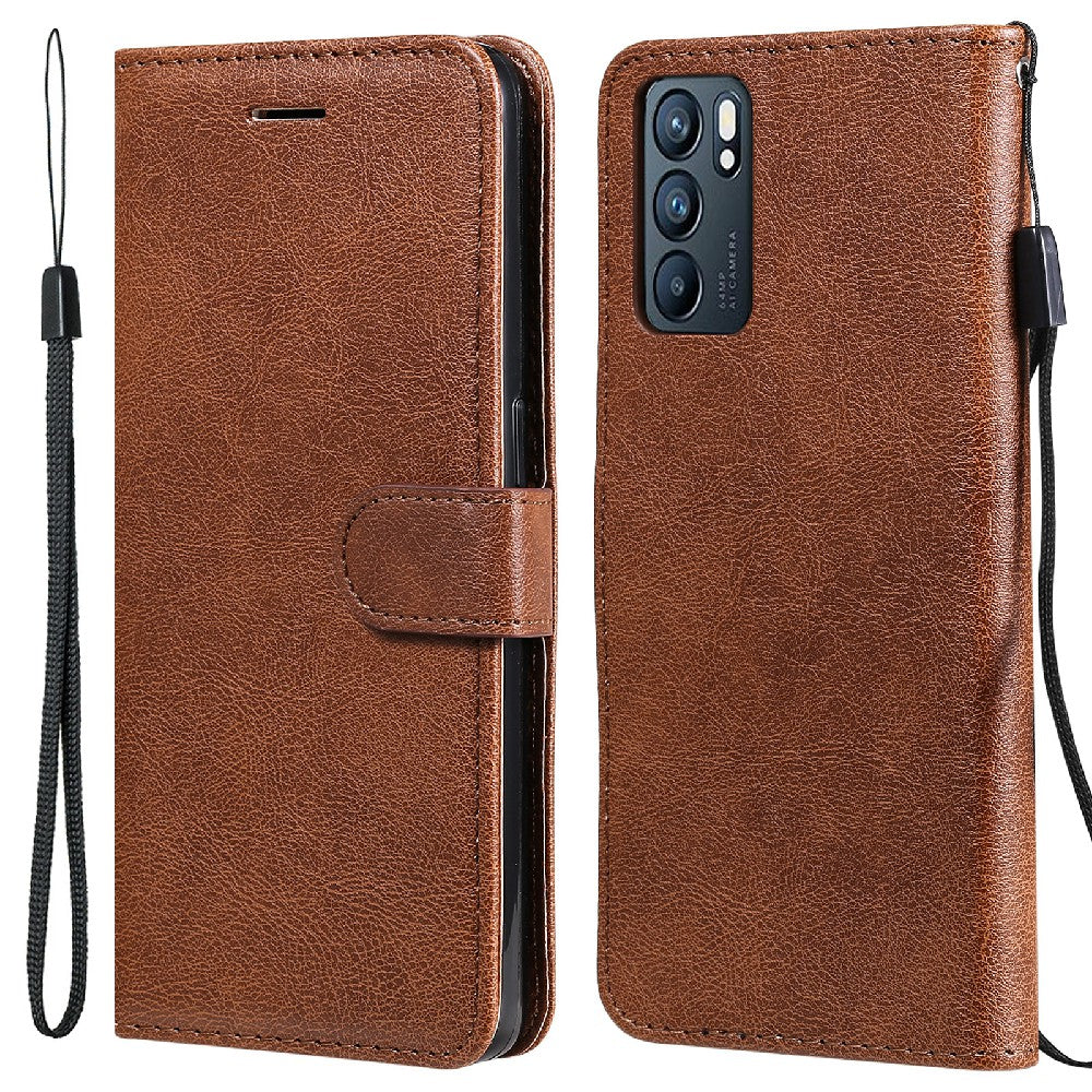 KT Leather Series-2 Anti-scratch Well Protected Pure Color Leather Phone Case for Oppo Reno6 5G