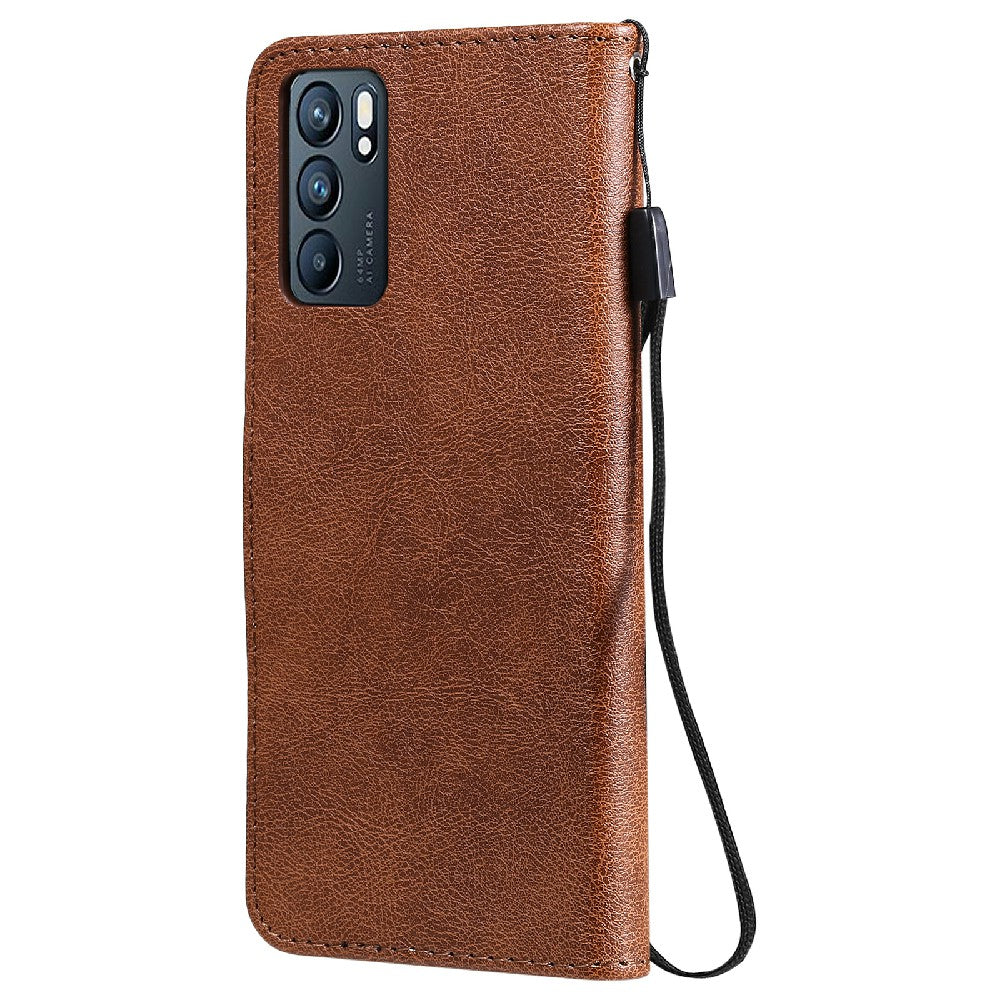 KT Leather Series-2 Anti-scratch Well Protected Pure Color Leather Phone Case for Oppo Reno6 5G