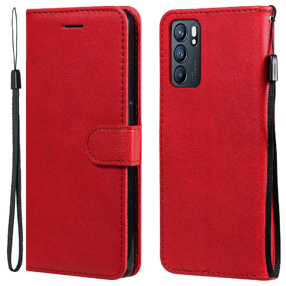 KT Leather Series-2 Anti-scratch Well Protected Pure Color Leather Phone Case for Oppo Reno6 5G