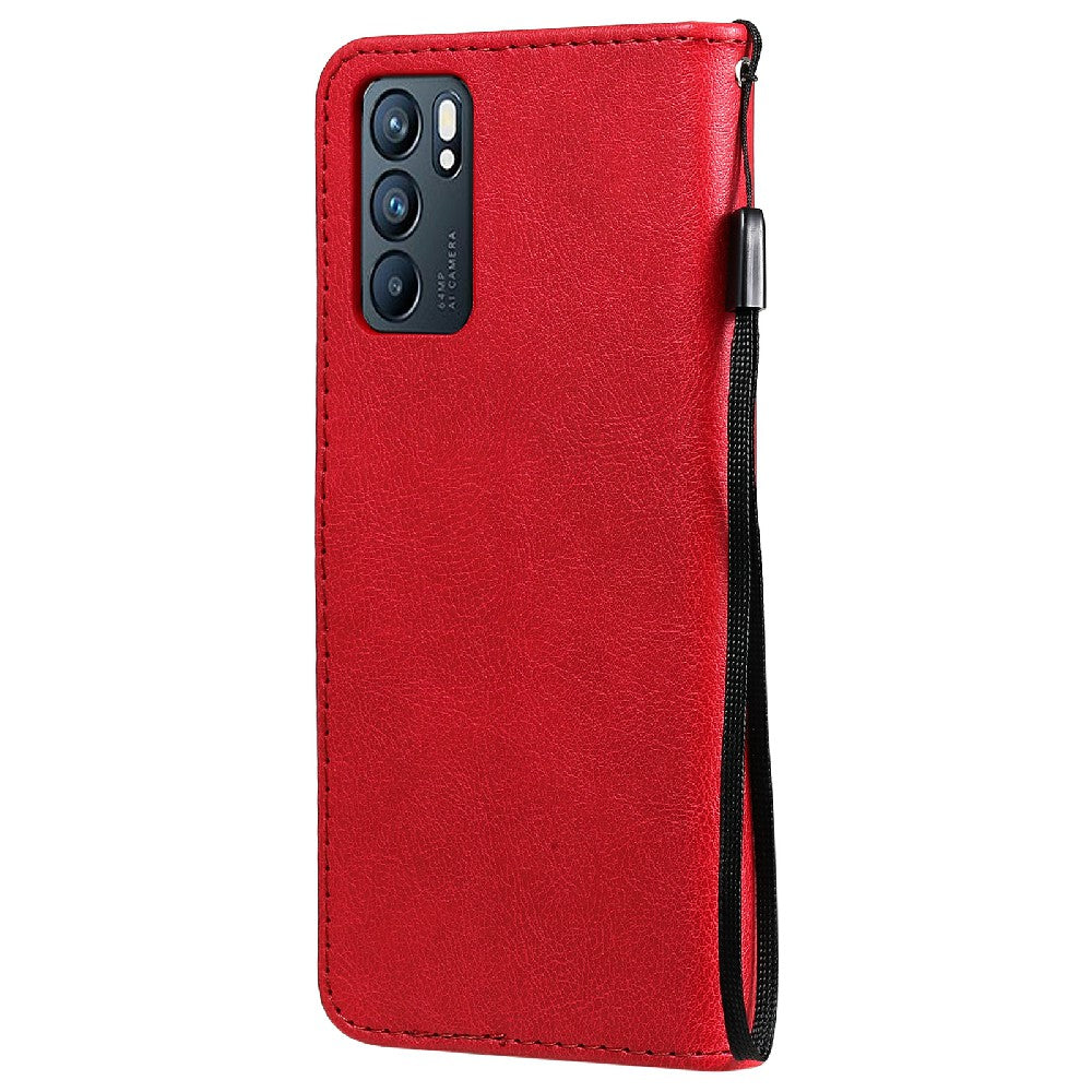 KT Leather Series-2 Anti-scratch Well Protected Pure Color Leather Phone Case for Oppo Reno6 5G