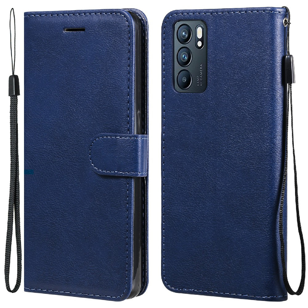 KT Leather Series-2 Anti-scratch Well Protected Pure Color Leather Phone Case for Oppo Reno6 5G