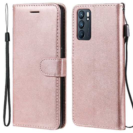 KT Leather Series-2 Anti-scratch Well Protected Pure Color Leather Phone Case for Oppo Reno6 5G