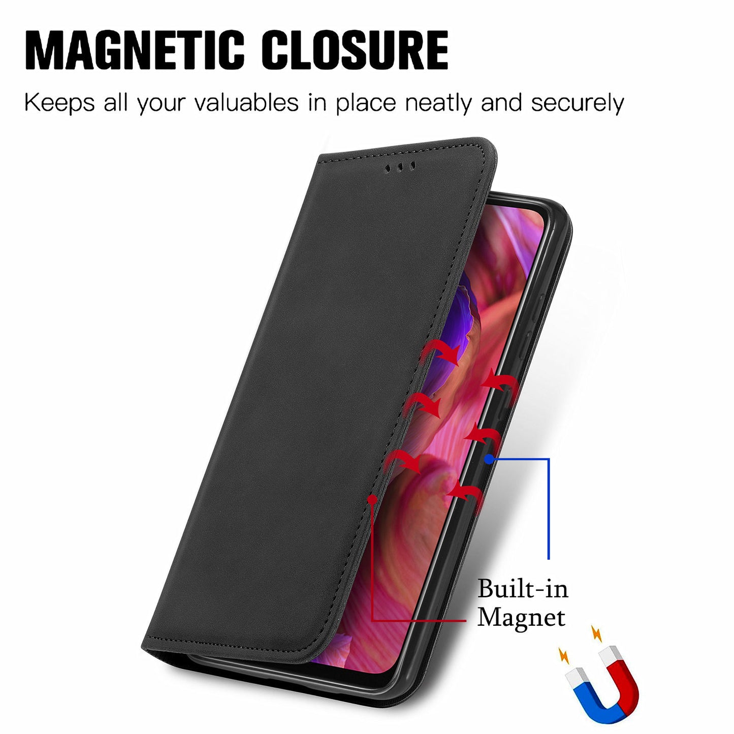 Card Slots Retro Style Leather Case Skin-touch Auto-absorbed Phone Cover for Oppo A54 5G