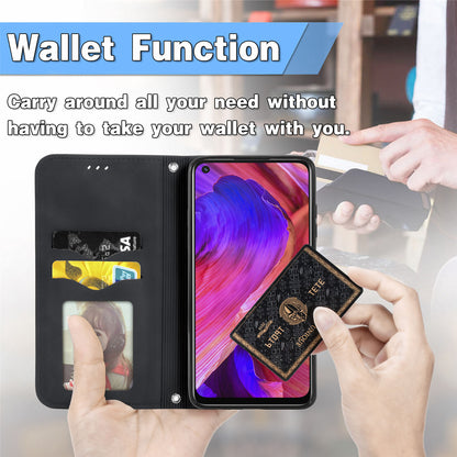 Card Slots Retro Style Leather Case Skin-touch Auto-absorbed Phone Cover for Oppo A54 5G