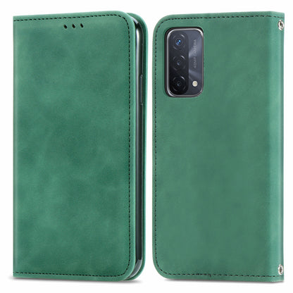 Card Slots Retro Style Leather Case Skin-touch Auto-absorbed Phone Cover for Oppo A54 5G