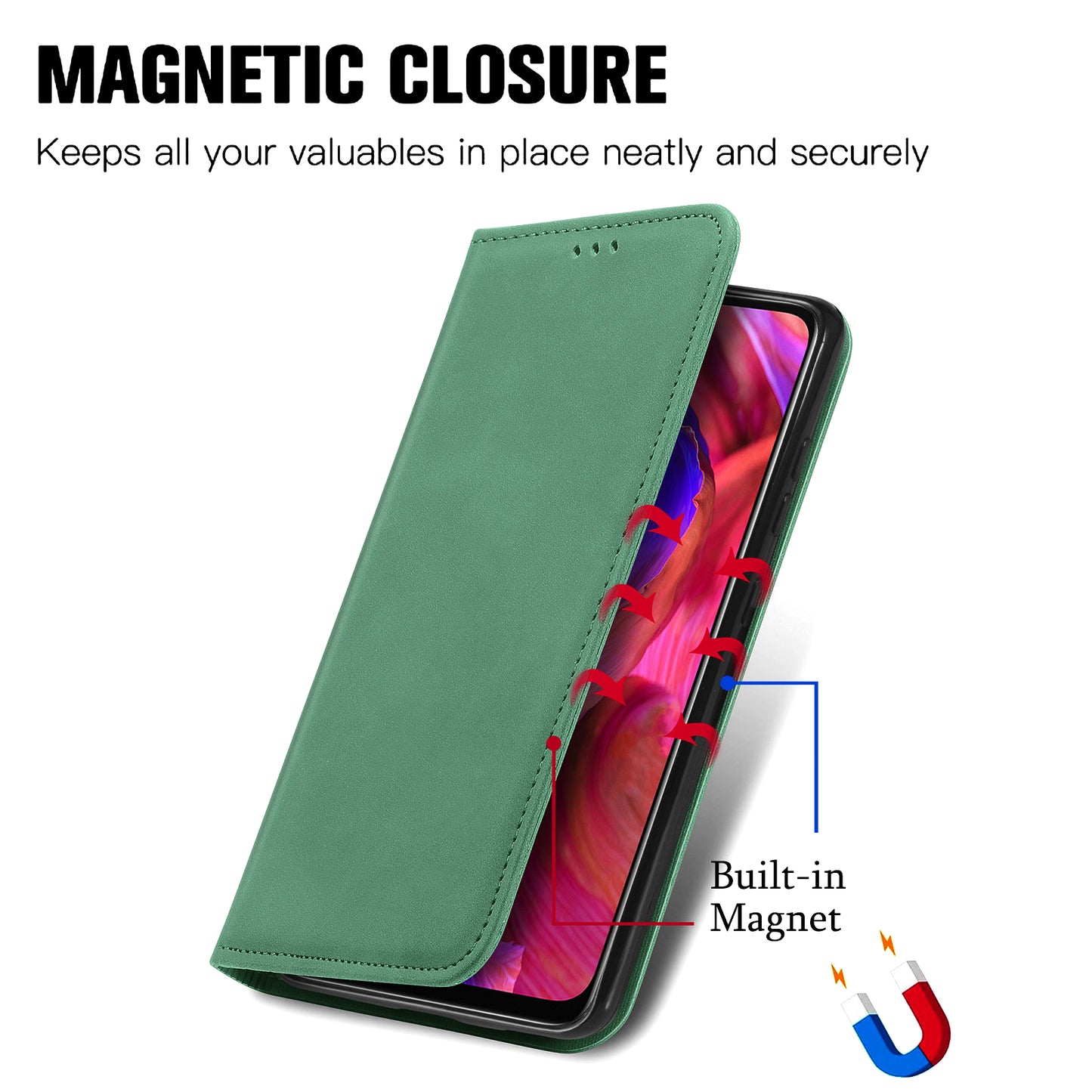 Card Slots Retro Style Leather Case Skin-touch Auto-absorbed Phone Cover for Oppo A54 5G