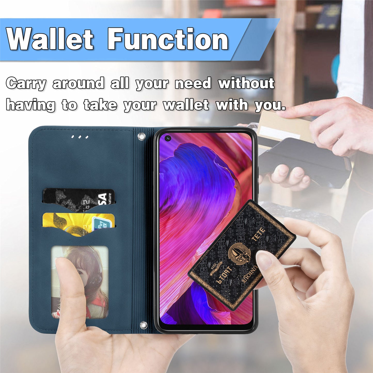 Card Slots Retro Style Leather Case Skin-touch Auto-absorbed Phone Cover for Oppo A54 5G