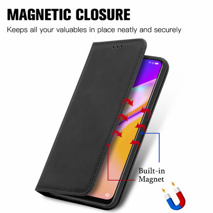 Skin-touch Magnetic Auto-absorbed Leather Case Shell with Card Holder for Oppo A94 5G