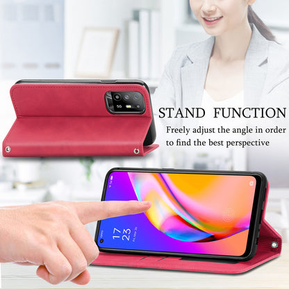 Skin-touch Magnetic Auto-absorbed Leather Case Shell with Card Holder for Oppo A94 5G