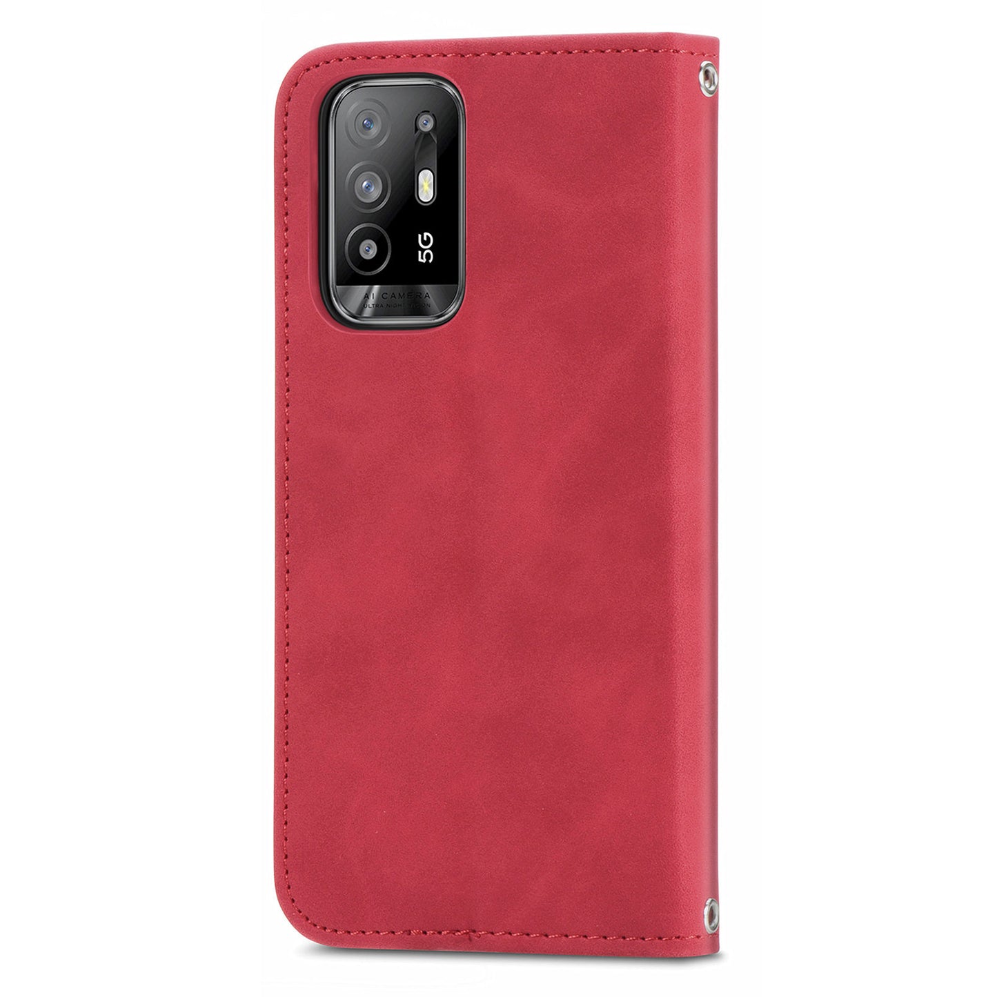 Skin-touch Magnetic Auto-absorbed Leather Case Shell with Card Holder for Oppo A94 5G