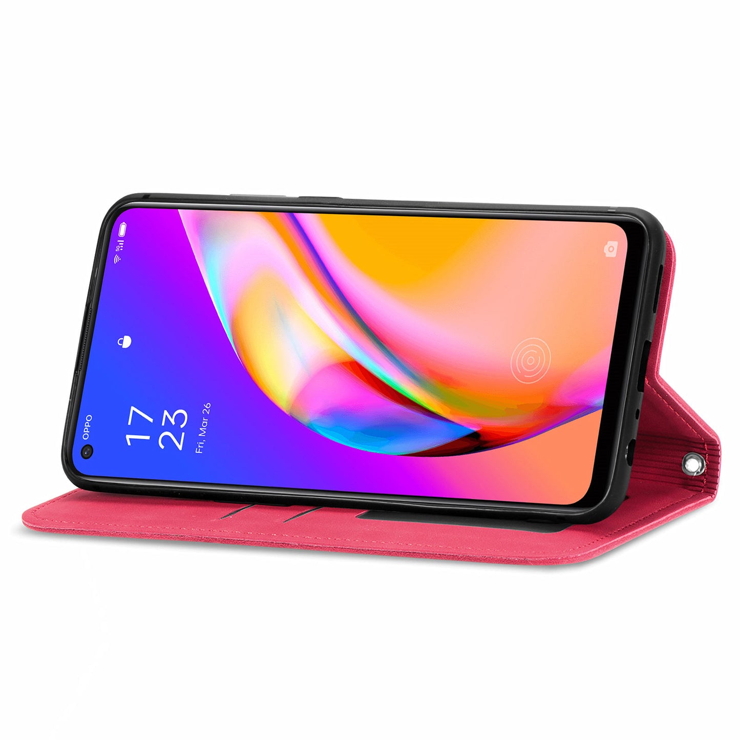 Skin-touch Magnetic Auto-absorbed Leather Case Shell with Card Holder for Oppo A94 5G